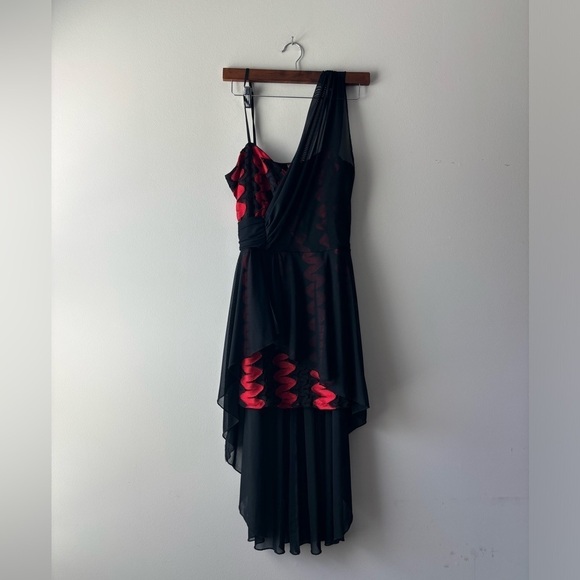 Y2k black and red high and low mini dress size L - Picture 1 of 7